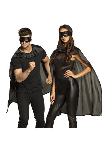 Set Hero zwart - oogmasker en cape 90 cm 