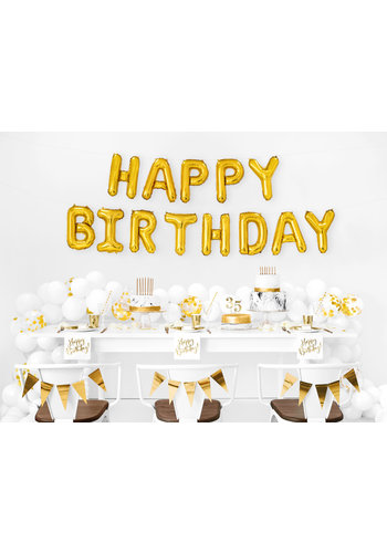 Folieballon Happy Birthday - Goud 