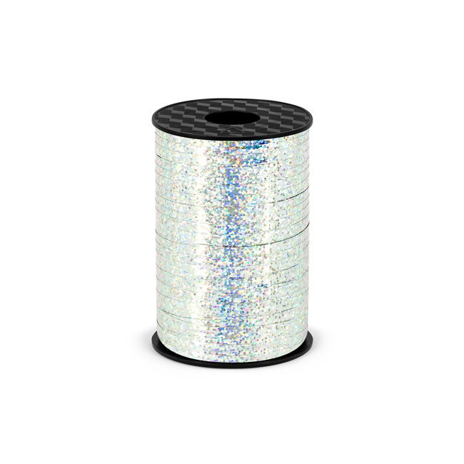 Holografisch glitter lint - Zilver