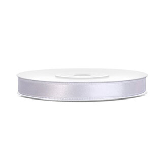PartyDeco Satijn Lint Wit - 6 mm x 25 mtr