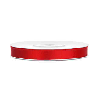 PartyDeco Satijn Lint Rood - 6 mm x 25 mtr