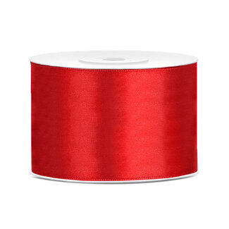 PartyDeco Satijn Lint Rood - 50 mm x 25 mtr