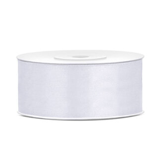 PartyDeco Satijn Lint Wit - 25 mm x 25 mtr