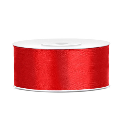 Satijn Lint Rood - 25 mm x 25 mtr 