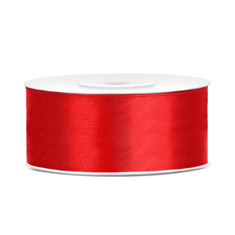 Satijn Lint Rood - 25 mm x 25 mtr-1