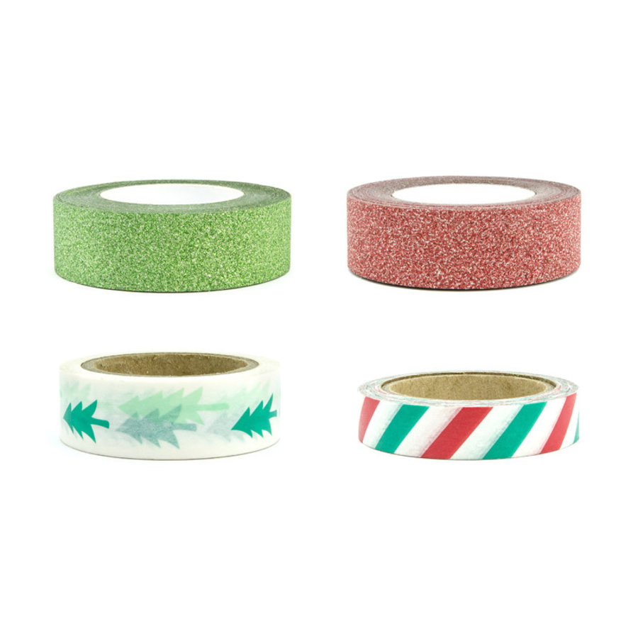 Decoratieve tape Merry Xmas, mix - 4 rollen-2