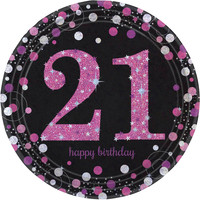 Amscan Confetti 21 Sparkling Celebration Pink&Black