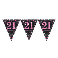 Amscan Bordjes 21 Sparkling Celebration Pink&Black