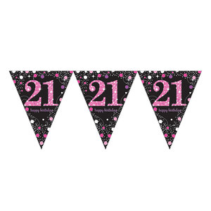 Amscan Vlaggenlijn 21 Sparkling Celebration Pink&Black
