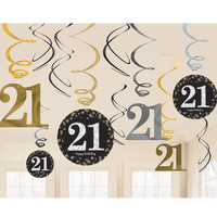 Amscan Confetti 21 Sparkling Celebration Silver&Black