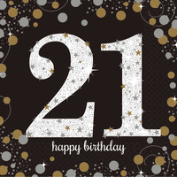 Amscan Letterbanner Happy 21th Birthday Silver & Black