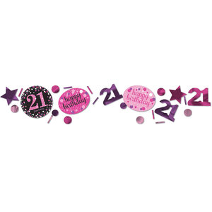 Amscan Confetti 21 Sparkling Celebration Pink&Black