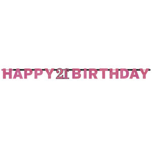 Amscan Letterbanner Happy 21th Birthday Pink&Black