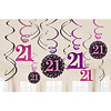 Amscan Swirl Decoration Happy Birthday 21 Pink&Black