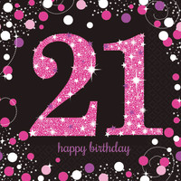 Amscan Swirl Decoration Happy Birthday 21 Pink&Black