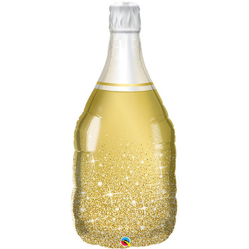Folieballon Champagne Fles Gold Sparkles 