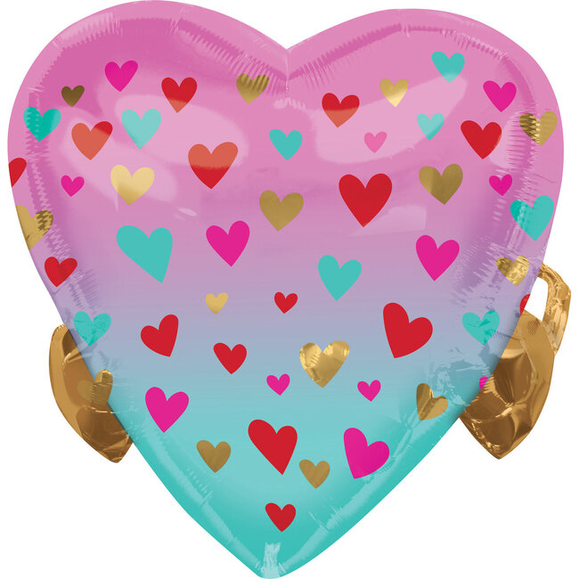 Folieballon 3D Gold Heart Garland