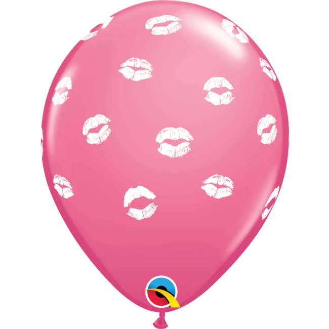 Helium Ballon Special Kissy Lips Donker Roze - 28cm