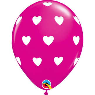 Qualatex Helium Ballon Hartjes A-Round - Donker Roze (28cm)