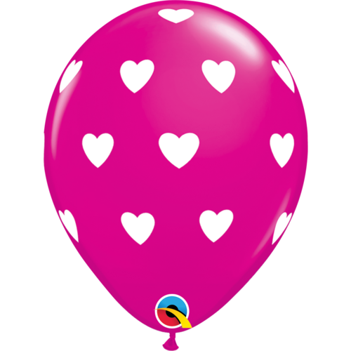 Helium Ballon Hartjes A-Round - Donker Roze (28cm) 