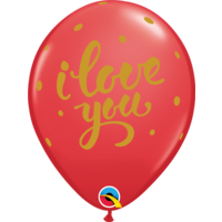 Helium Ballon  I Love You Gold Script 28cm