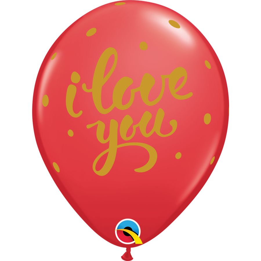 Helium Ballon  I Love You Gold Script 28cm-1