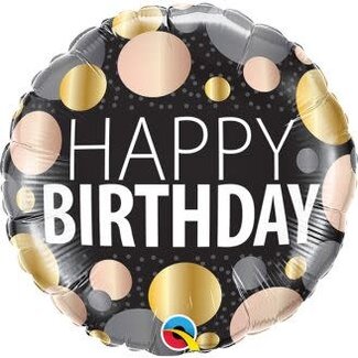 Qualatex Folieballon Happy Birthday Metallic Dots Qualatex Folieballon Happy Birthday Metallic Dots