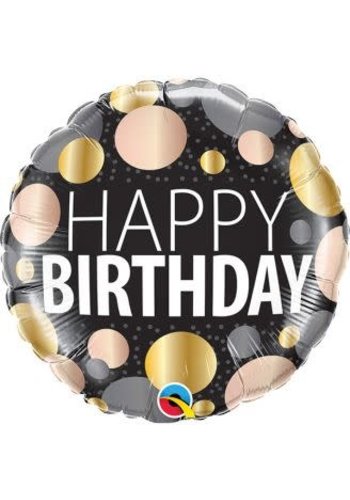 Folieballon Happy Birthday Metallic Dots 