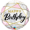 Qualatex Folieballon Happy Birthday Marmer Pink & Gold