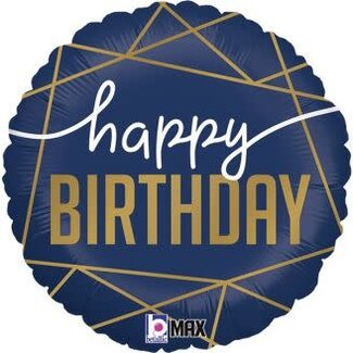 Betallic Folieballon Happy Birthday Navy & Gold