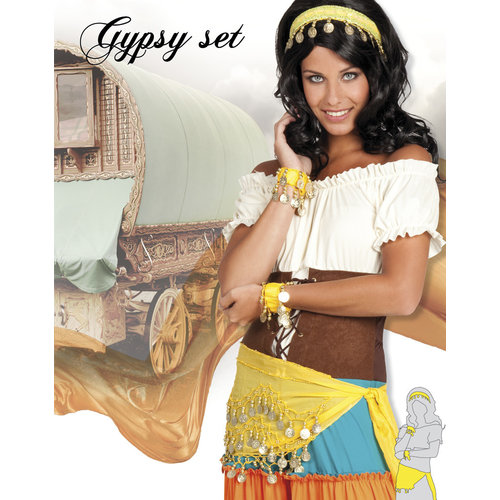Set Gypsy - hoofdband, armbanden & ceintuur 