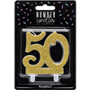 Verjaardagskaarsje 50 Glitter Goud