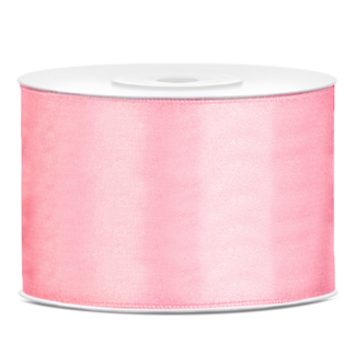 PartyDeco Satijn Lint Licht Roze - 50 mm x 25 mtr
