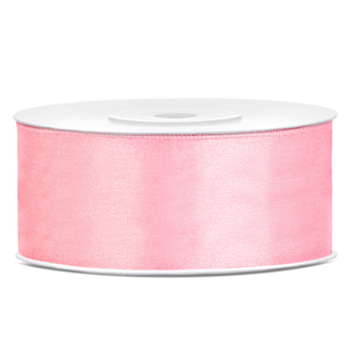 PartyDeco Satijn Lint Licht Roze - 25 mm x 25 mtr