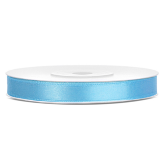 PartyDeco Satijn Lint Licht Blauw - 6 mm x 25 mtr