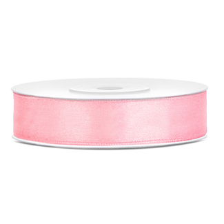 PartyDeco Satijn Lint Licht Roze - 12 mm x 25 mtr