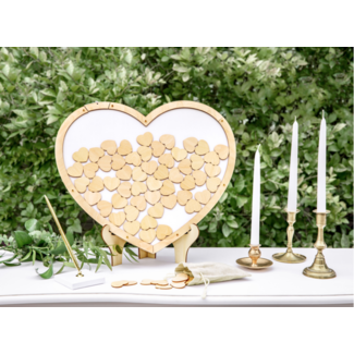 PartyDeco Houten gastenboek Hart - 44x37.5cm