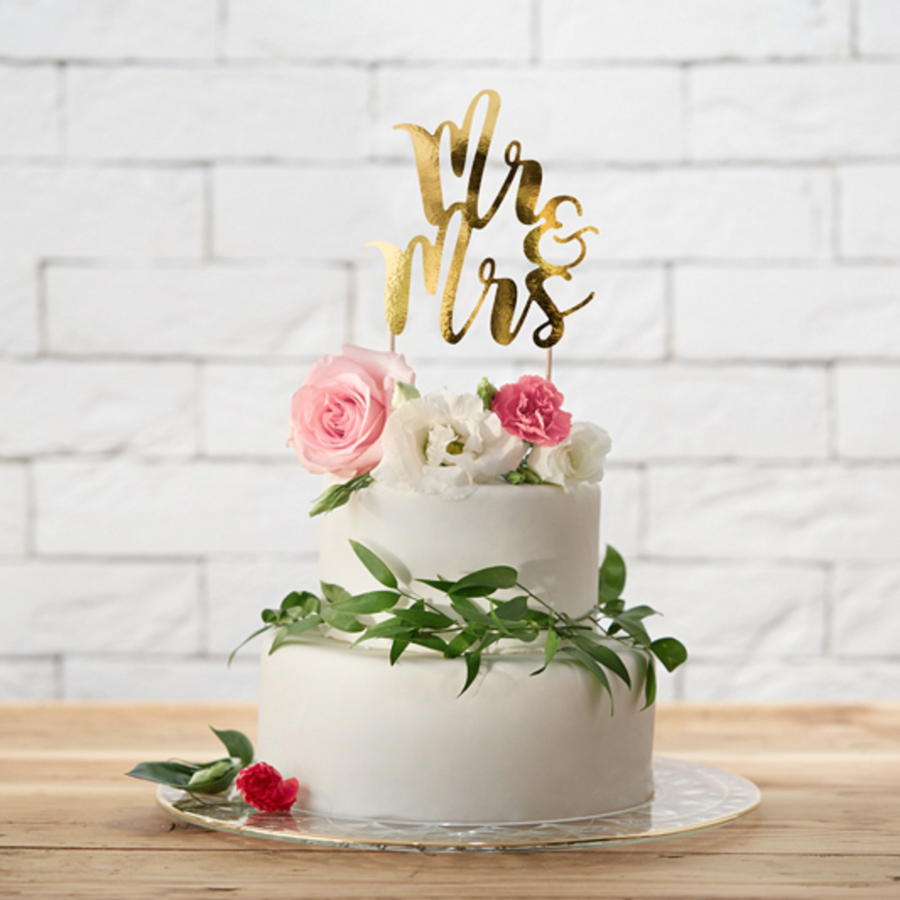 Cake-topper Goud - Mr & Mrs-1