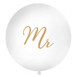 PartyDeco Mega Ballon Mr - Goud - 1 mtr