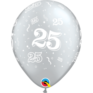Qualatex Helium Ballon 25 jaar - Zilver (28cm)