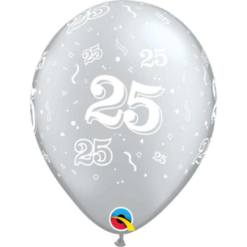 Helium Ballon 25 jaar - Zilver (28cm) 