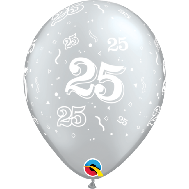 Helium Ballon 25 jaar - Zilver (28cm)