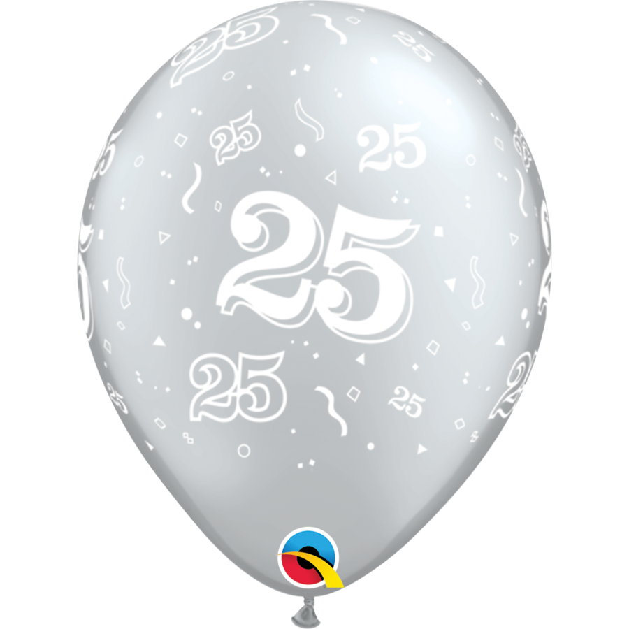 Helium Ballon 25 jaar - Zilver (28cm)-1