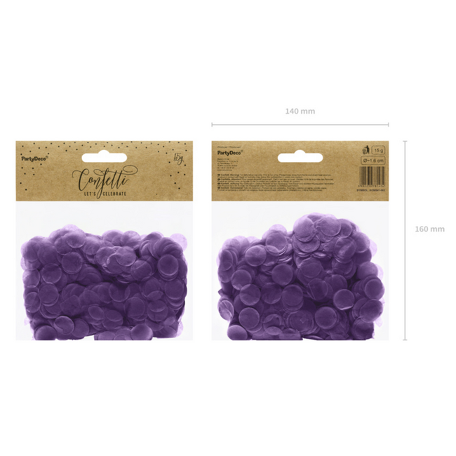 Confetti Zijde Papier - Paars - 15 gr - 16mm