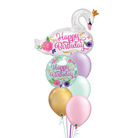 Happy Birthday Swan Balloon Set