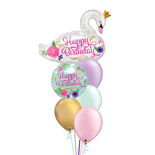 Happy Birthday Swan Balloon Set 