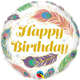 Qualatex Folieballon Happy Birthday Peacock Feathers Qualatex Folieballon Happy Birthday Peacock Feathers