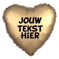 thumb-Folieballon Hart Chrome Goud - Met Tekst-2