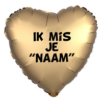 thumb-Folieballon Hart Chrome Goud - Met Tekst-3
