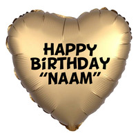 thumb-Folieballon Hart Chrome Goud - Met Tekst-4